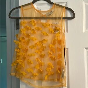 Forever 21 Yellow Embellished Sleeveless Tank Top